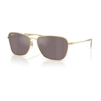 Ray-Ban Sunglasses, unisex, Yellow, 58 MM, Stylish Polarized Sunglasses with Gold Frame