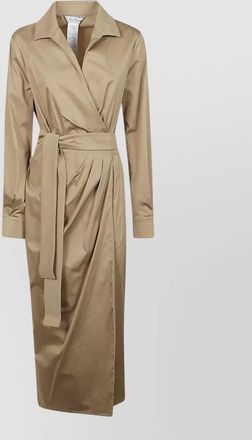 Max Mara belted waist midi coat button cuffs