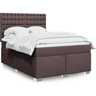 vidaXL Vidaxl - Cama Box Spring Con Colch&oacute;n Tela Marr&oacute;n Oscuro 140x190 Cm