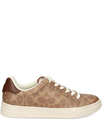 Coach Signature sneakers - women - Calf Leather/Canvas/Polyethylene vinyl acetate (PEVA)/Calf Leather - 8.5 - Neutrals