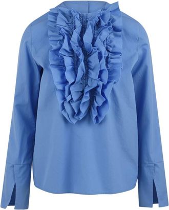 Douuod Heldere Blauwe Poplin Overhemd - Dames - Blouses - Blauw - S - Overhemden