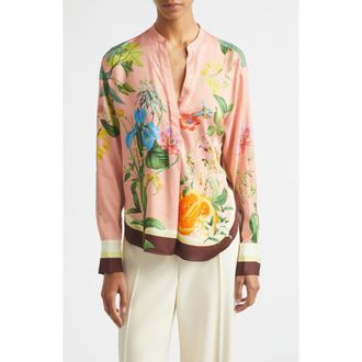 Reiss Milos Floral Scarf Print Top in Pink at Nordstrom, Size 12 Us