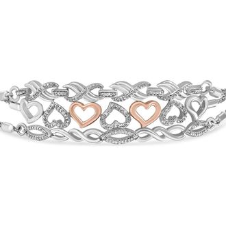 House of Brilliance Sterling Silver Diamond Accent 3 Piece Adjustable Bolo Bracelet Set at Nordstrom