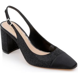 Badgley Mischka Tatumn Embellished Slingback Pump in Black Satin at Nordstrom Rack, Size 7