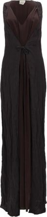 Alysi Gecombineerde Lange Jurk - Dames - Maxi kleedjes - Bruin - 2XS - Leer - Kleedjes