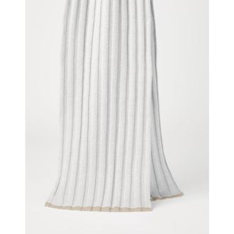 Brunello Cucinelli Mens White Ribbed Wool Scarf