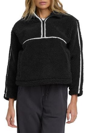 Billabong Getting Warm Faux Shearling Half Zip Pullover in Black Sands at Nordstrom Rack, Size Medium