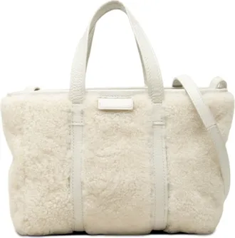 Balenciaga White Leather Handbag Shoulder Bag Tote Bag (Pre-Owned)