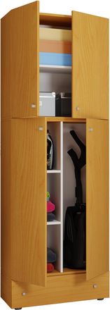 ebuy24 Vcm Gabinete De Escoba De Madera 6 Compartimentos Dimensiones: Al. 200 X An. 70 X T. 39 Cm Gabinete Para El Hogar Armario Multiusos Caj&oacute;n Extra - Lona