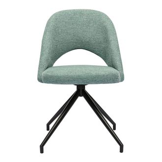 Miliboo Miliboo - Sedia girevole 360° in tessuto effetto velluto testurizzato color acquamarina e metallo nero cosette