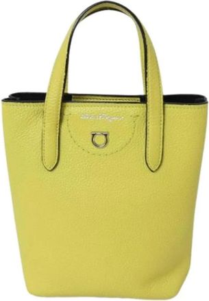 Ferragamo Pre-owned Shoulder Tote Bag - Dames - Vintage Shopper - Geel - ONE Size - Leer - Vintage