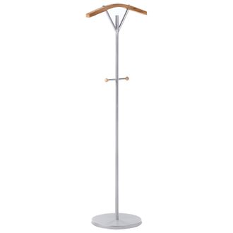 Beliani Perchero De Metal Moderno Pintado Con Detalles En Madera Plateado Thomson