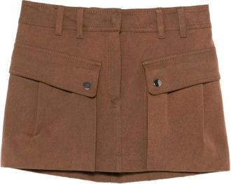 Andamane Bruine Cargo Mini Rok Itali&euml; - Dames - Korte rokken - Bruin - S - Katoen - Rokken