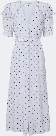 Alessandra Rich Belted polka-dot silk midi dress