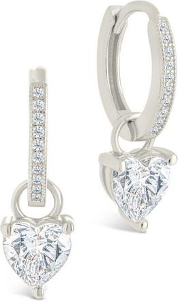 Sterling Forever Eugenia Heart Drop Huggie Hoop Earrings in Silver at Nordstrom