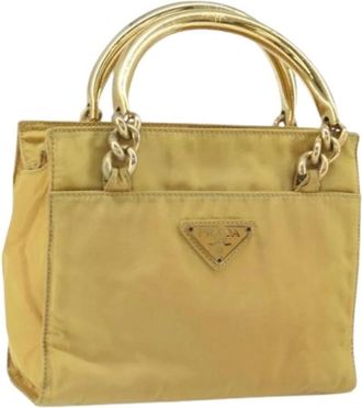 Prada Pre-owned Vintage Handtas - Dames - Vintage Handtas - Geel - ONE Size - Nylon - Vintage