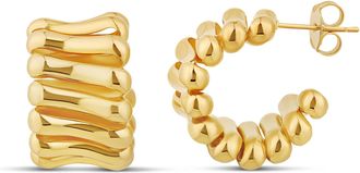 SHYMI Chunky Rippled Statement Hoop Earrings - 14K Gold Filled, Day to Night