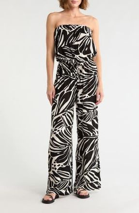 Elan Strapless Cover-Up Jumpsuit in Black Kauai at Nordstrom Rack, Size X-Large