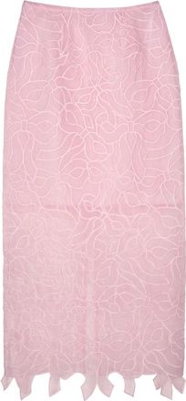 Cecilie Bahnsen Pencil Skirt - Dames - Midirokken - Roze - 2XS - Leer - Rokken