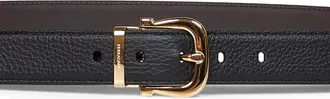Ferragamo Mens Belt Reversible Gancini Black-Dark Brown Calf Leather