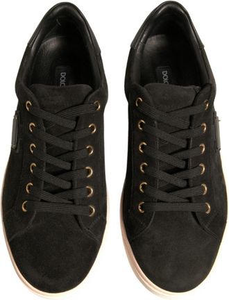 Dolce & Gabbana Black Logo Suede Leather Men Sneakers Mens Shoes (Pre-Owned)