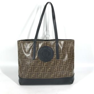 Fendi Black Brown Pvc Leather Shoulder Bag Tote Bag (Pre-Owned)
