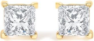 House of Brilliance IGI Certified 14k Yellow Gold 1/2 Ct Princess Solitaire Diamond Stud Earrings at Nordstrom