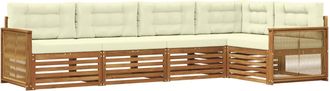 vidaXL Conjunto De Sof&aacute;s De Exterior 5 Uds. Natural Y Crema Vidaxl