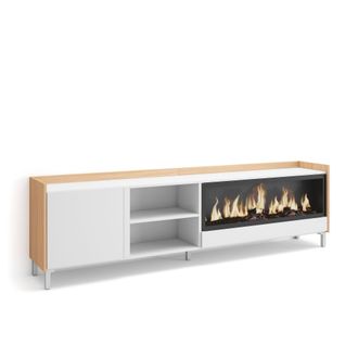 Skraut Home Skraut Home - Mueble Tv, Televisi&oacute;n, Muebles De Sal&oacute;n, Almacenaje, 212x35x61cm, Para Tv Hasta 80, Chimenea El&eacute;ctrica Xxl, Dise&ntilde;o Industrial, Estilo Mo