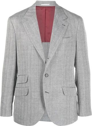 Brunello Cucinelli Grey Linen Wool Deconstructed Blazer, Brand Size 50 (US Size 40)