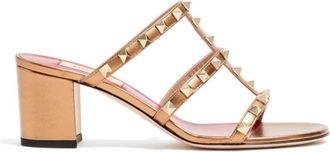 Valentino Garavani Rose Gold Rockstud Leather Heels