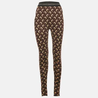 Marine Serre Brown Moon Print Jersey Stirrup Leggings S