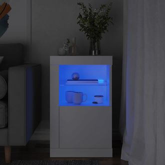vidaXL Aparador Con Luces Led Madera De Ingenier&iacute;a Blanco Vidaxl
