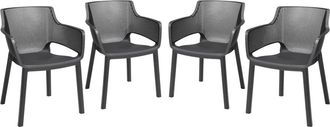 Keter Set X4 Silla De Exterior De Jard&iacute;n Elisa Grafito 61,5x53x78,4 Cm