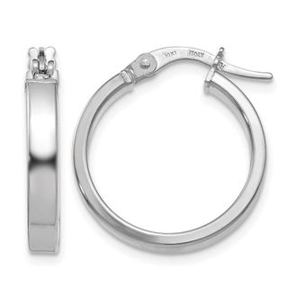 Diamond2Deal 14K White Gold Polished Round Shape Hoop Earrings