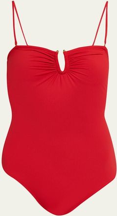 Nili Lotan Ruched U-Ring One-Piece Swimsuit