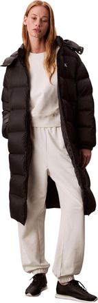 Calvin Klein Womens Essential Mid Weight Long Puffer Jacket with Hood, Black (Black), 2XS