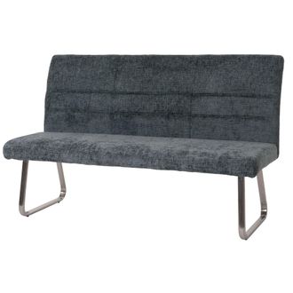 Hhg Hhg - Nunca Usado] Banco 101, Banco De Comedor, Acero Inoxidable Cepillado Tejido/textil Chenilla Oeko-tex, 160cm, Azul-verde