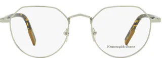 Ermenegildo Zegna EZ5238 Geometric Metal Frame Eyeglasses - Silver