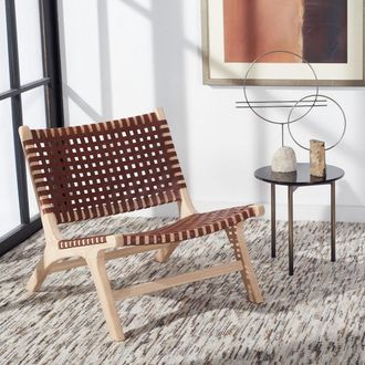Safavieh Luna Leather Woven Accent Chair