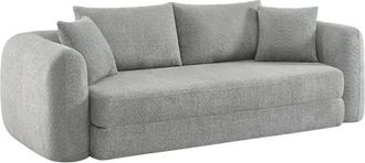 Sweeek Sof&aacute; cama envasado al vac&iacute;o de borreguito texturizado, 3 plazas, gris