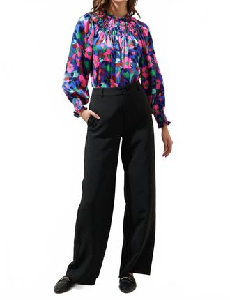 Sugarlips Vivi Bonsoir Smocked Raglan Sleeve Blouse In Berry Floral
