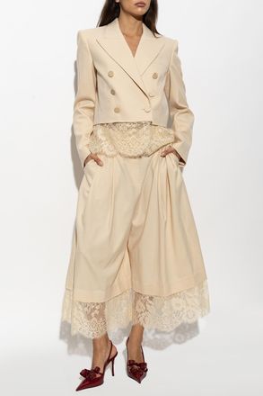 Zimmermann Wool Blazer With Lace Trim, Womens, Cream