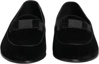 Dolce & Gabbana Black Velvet Loafers Formal Men Dress Mens Shoes
