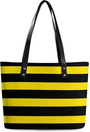 Generic Yellow Black Striped Tote Bags for Women Cute Shoulder Purses Handbags