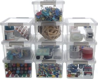 OEM Caja De Almacenamiento - Transparente - Apilable - Con Tapa De Cierre - 17,7 X 13 X 8,2 Cm - 1,25 L - Polipropileno - Pack De 10