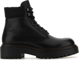 Prada Black Leather Ankle Boots