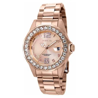 Invicta Pro Diver Quartz Crystal Rose Gold Dial Ladies Watch 37698