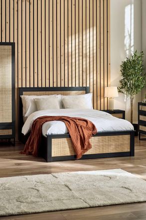 Julian Bowen Padstow Rattan Effect Ottoman Storage Bed in Black | Size: King