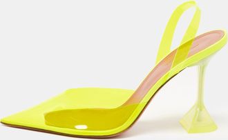 Amina Muaddi Yellow Pvc Holli Glass Slingback Pumps